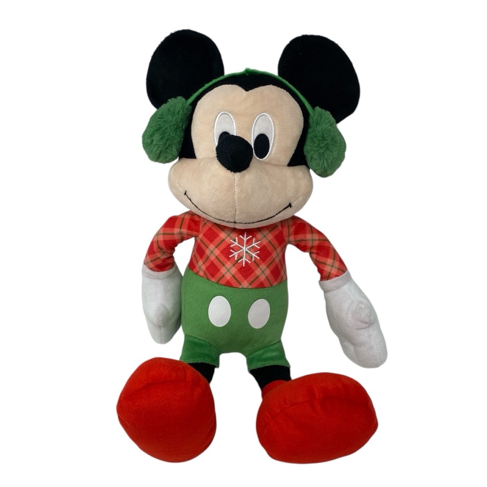 Disney Holiday 19” Mickey Mouse Christmas Plush‎ Red Green Ear Muffs